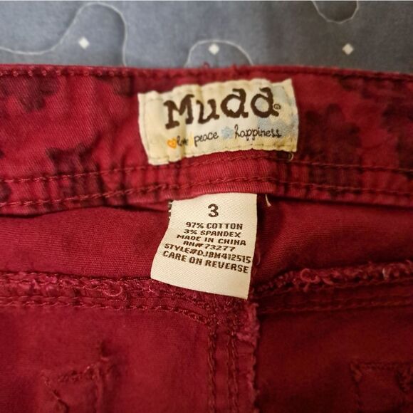 Mudd red floral skinny jeans size 3 - Picture 3 of 5